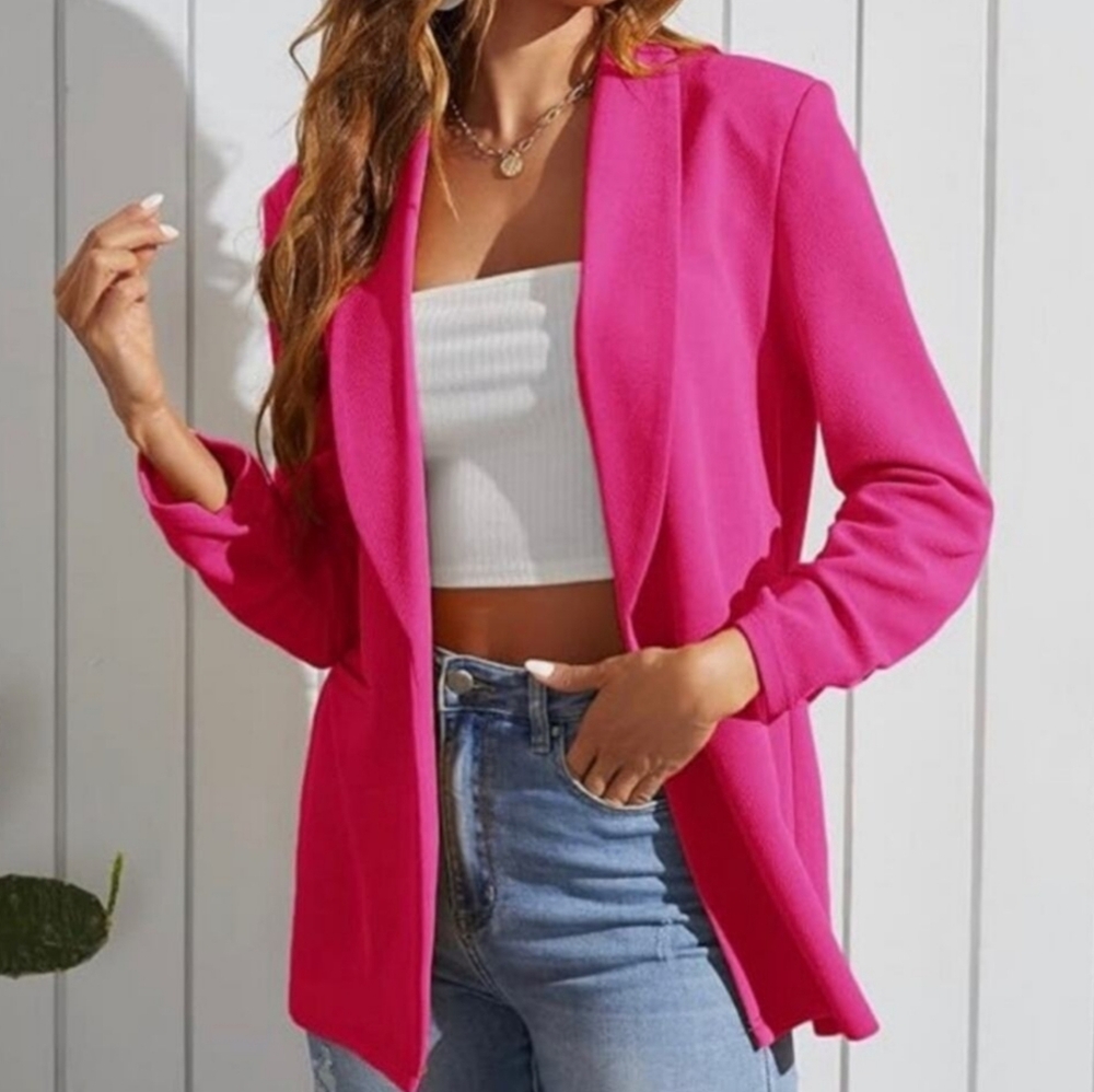 Sale🥰Jodifl Hot Pink Women's Pink Blazer Lightwieght Loose Relaxed Comfortable